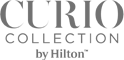 The image shows the logo of "Curio Collection by Hilton", a luxury hotel brand.